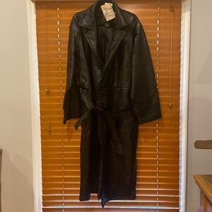 Navarre Black Genuine Leather Long Jacket (reinforced stitching size XL …